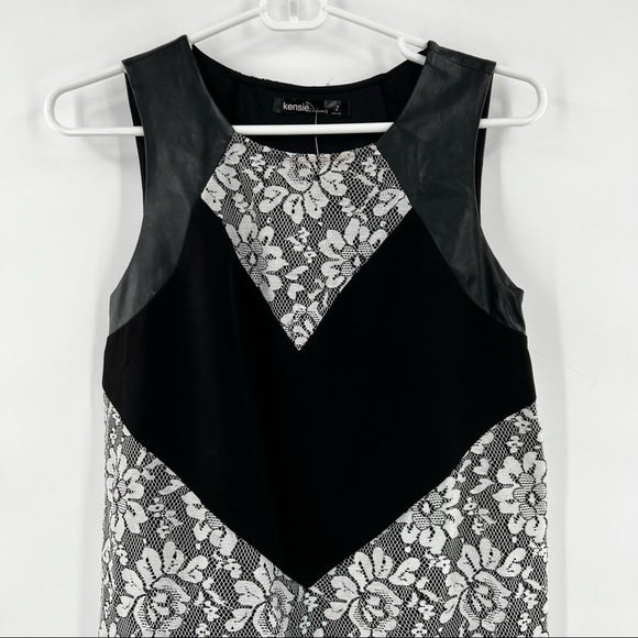 Kensie dress 2 black white lace overlay - Picture 2 of 8
